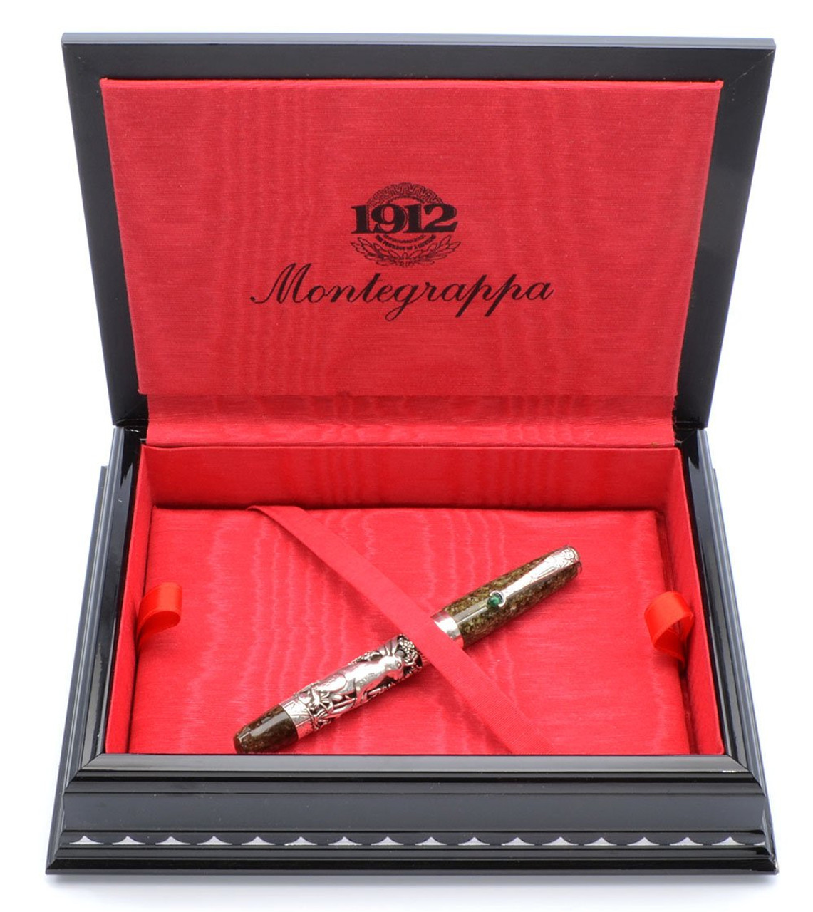 Montegrappa "Rabbit" Oriental Zodiac Collection Rollerball Pen (#412)  - Sterling on Green Marble Resin (Near Mint, Works Well)