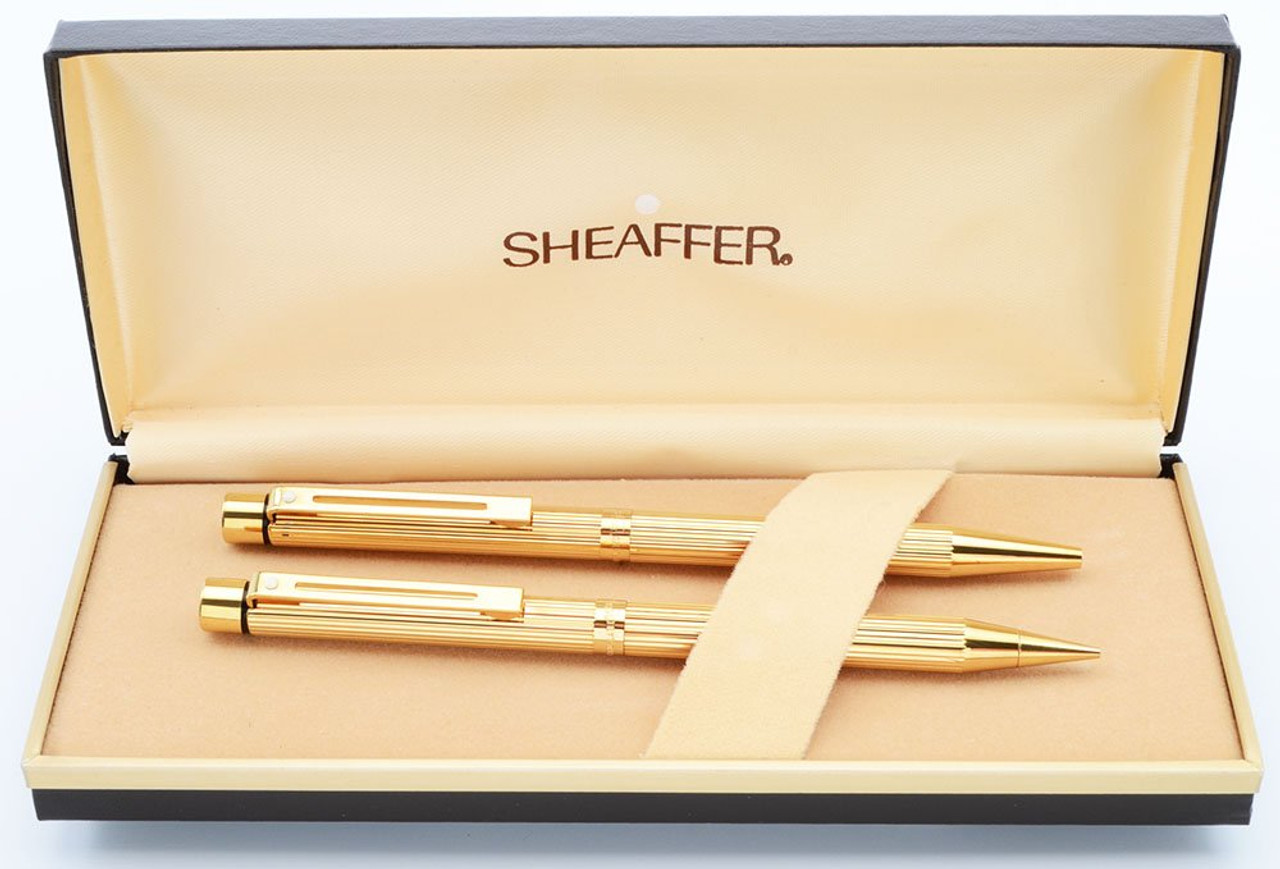 Sheaffer Targa 1005 Ballpoint & Pencil Set - Gold Fluted (New Old Stock in Box)