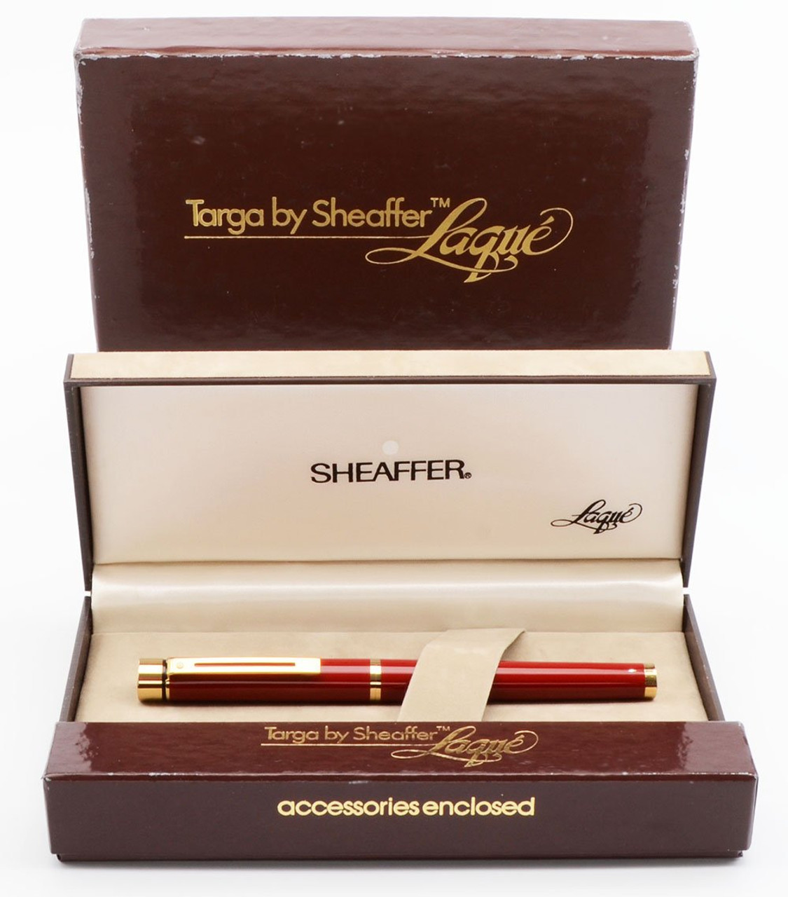 Sheaffer TARGA 1021 Fountain Pen (1980s) - Laque Imperial Red, C/C,  Medium 14k Nib (New Old Stock in Box, Works Well)