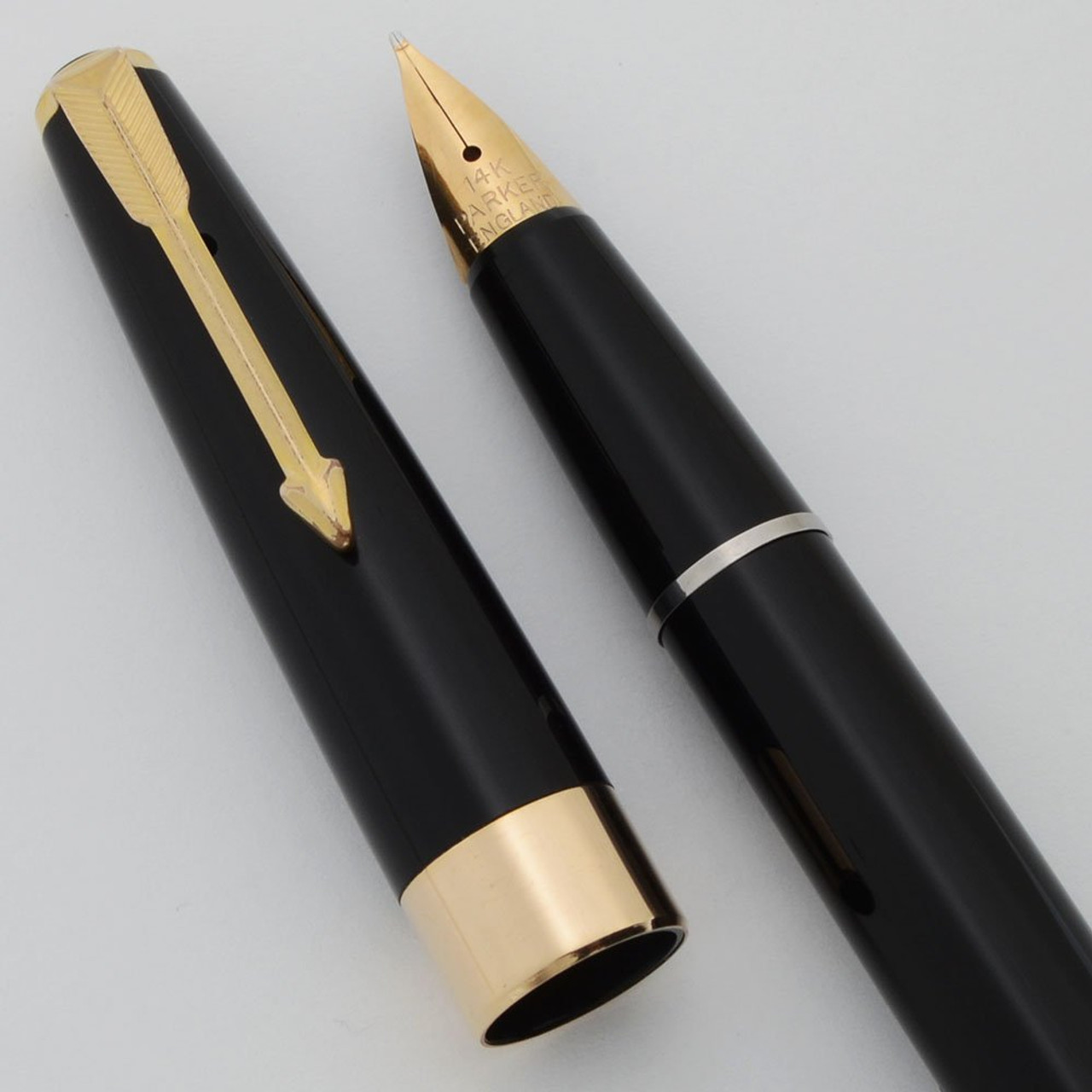 Parker 17 Super Duofold Fountain Pen (UK) - Aerometric, Black, Broad 14k Semi-Flex Nib (Excellent, Works Well)