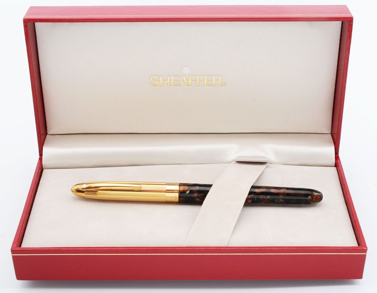 Sheaffer Crest (Reissue) #597 Fountain Pen - Opalite Golden Brown, Medium 18k Nib (New Old Stock in Box, Works Well)