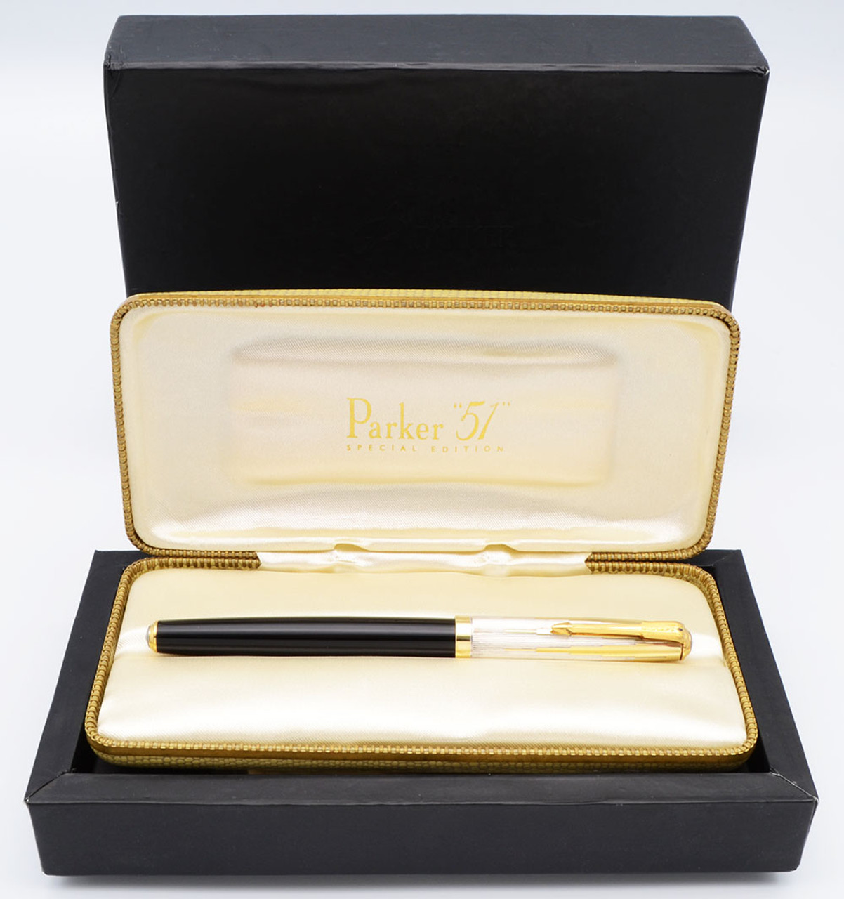 Parker 51 Special Edition 2002 - Black w Vermeil Cap, Medium Nib (Excellent in Box, Works Well)