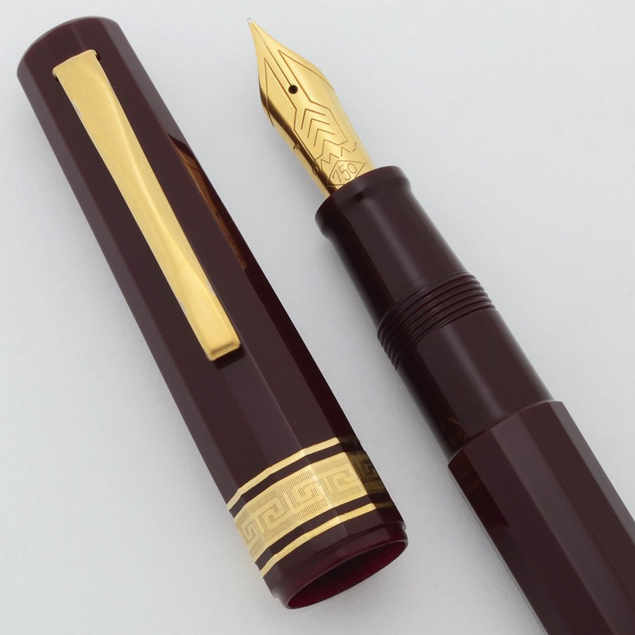Omas Milord Fountain Pen -  Maroon w Gold Trim, 18k Fine Nib (Excellent, Works Well)