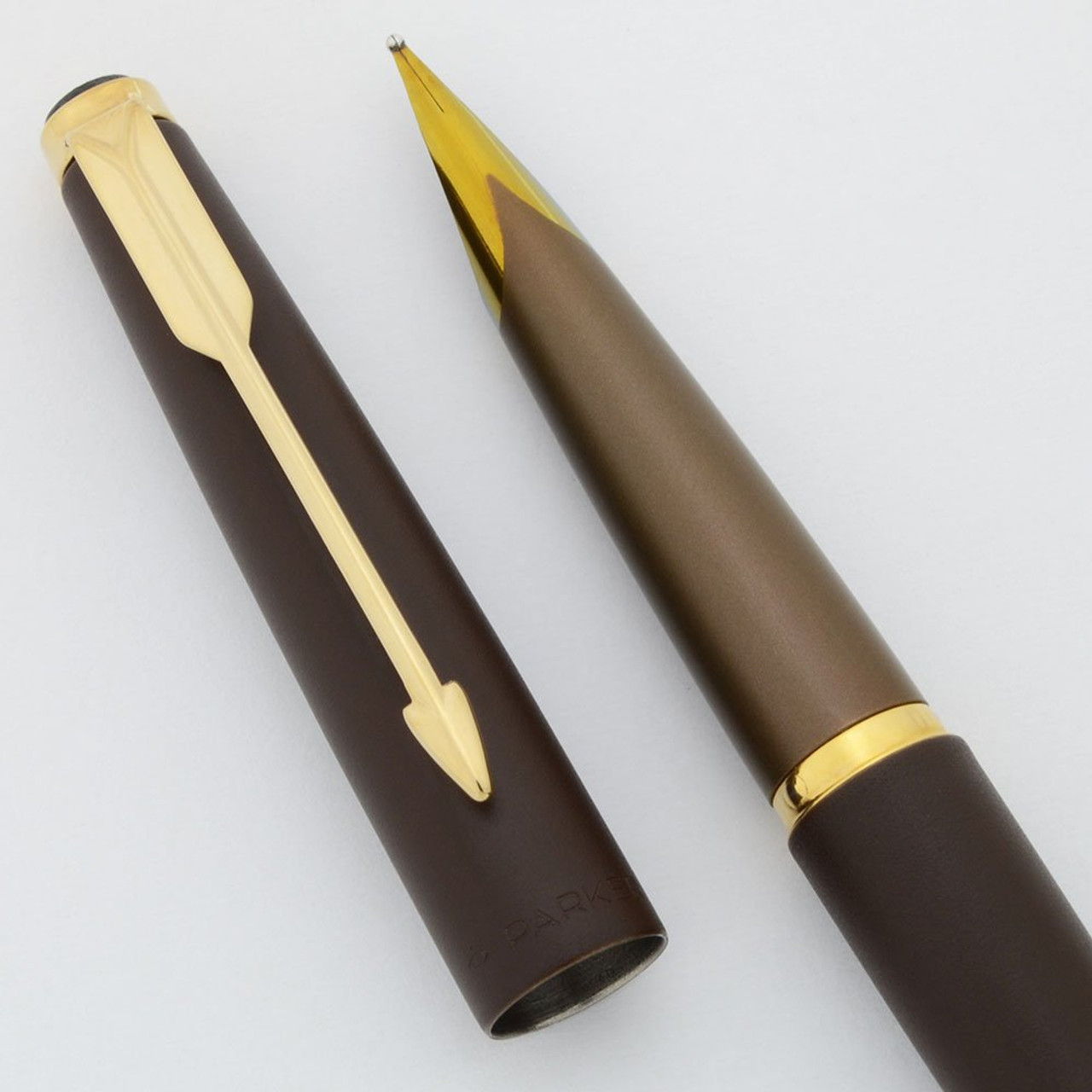 Parker 50 Falcon Fountain Pen (UK, 1982) - Brown, C/C, Broad (Mint Condition, Works Well)