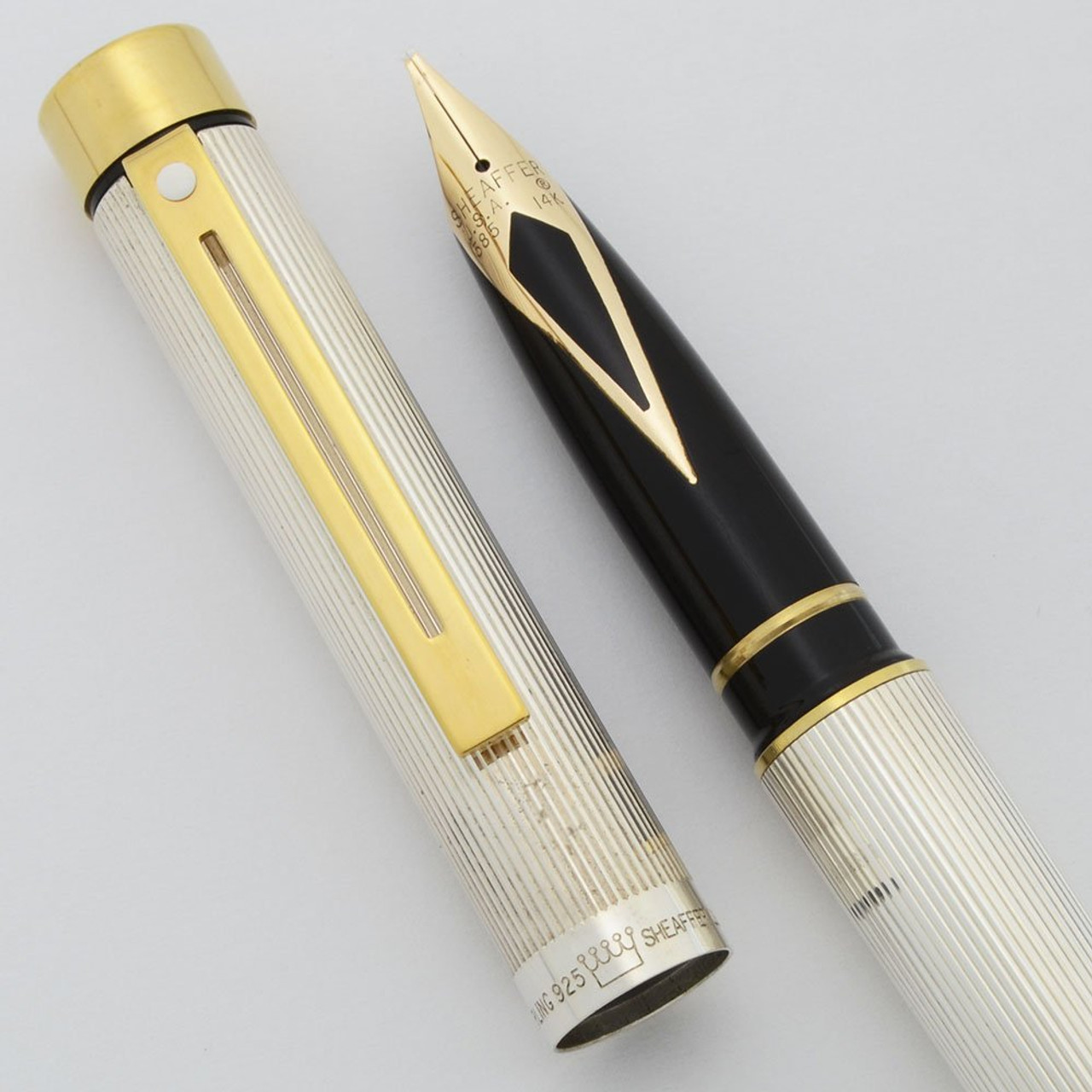 Sheaffer TARGA 1024x Fountain Pen - Sterling Silver, Gold Trim, Right Oblique Nib 14k (New Old Stock in Box)