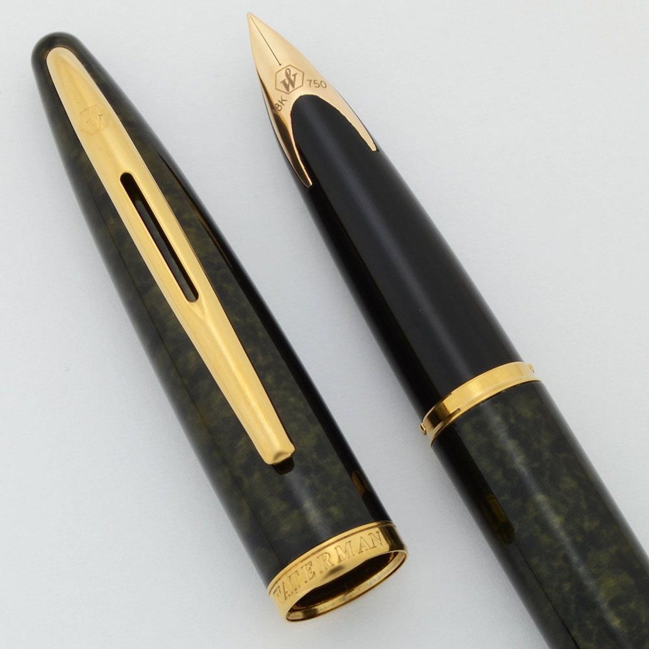 Waterman Carene Fountain Pen - Black Sea, Gold Trim, 18k Fine Nib (Near Mint, Works Well)