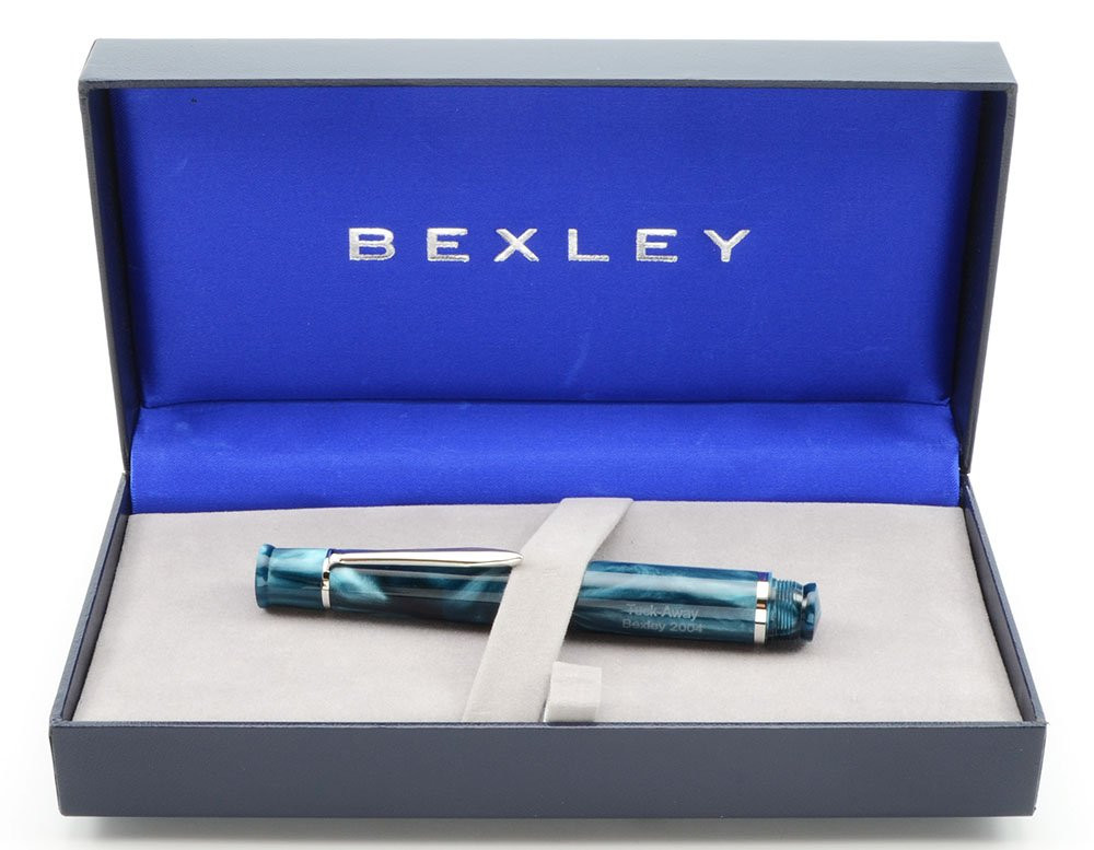 Bexley Tuck-Away Fountain Pen (2004) - Teal Pearl Resin, Fine 18k