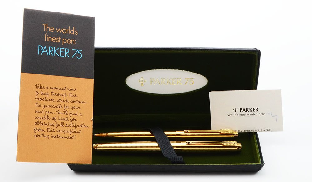 Parker 75 Insignia I Fountain Pen and Pencil Set (1970s) - Gold