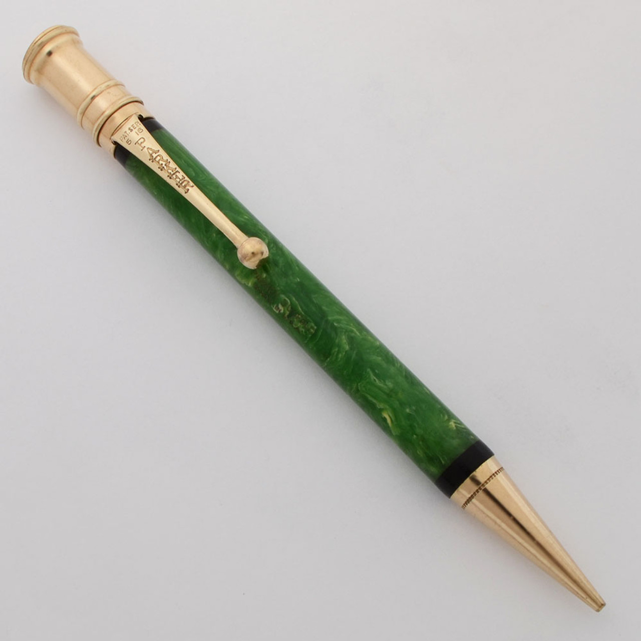 Parker Duofold (1930's)  - Jade Green w Black Bands and GP Trim, 1.1mm Leads  (Excellent, Works Well)