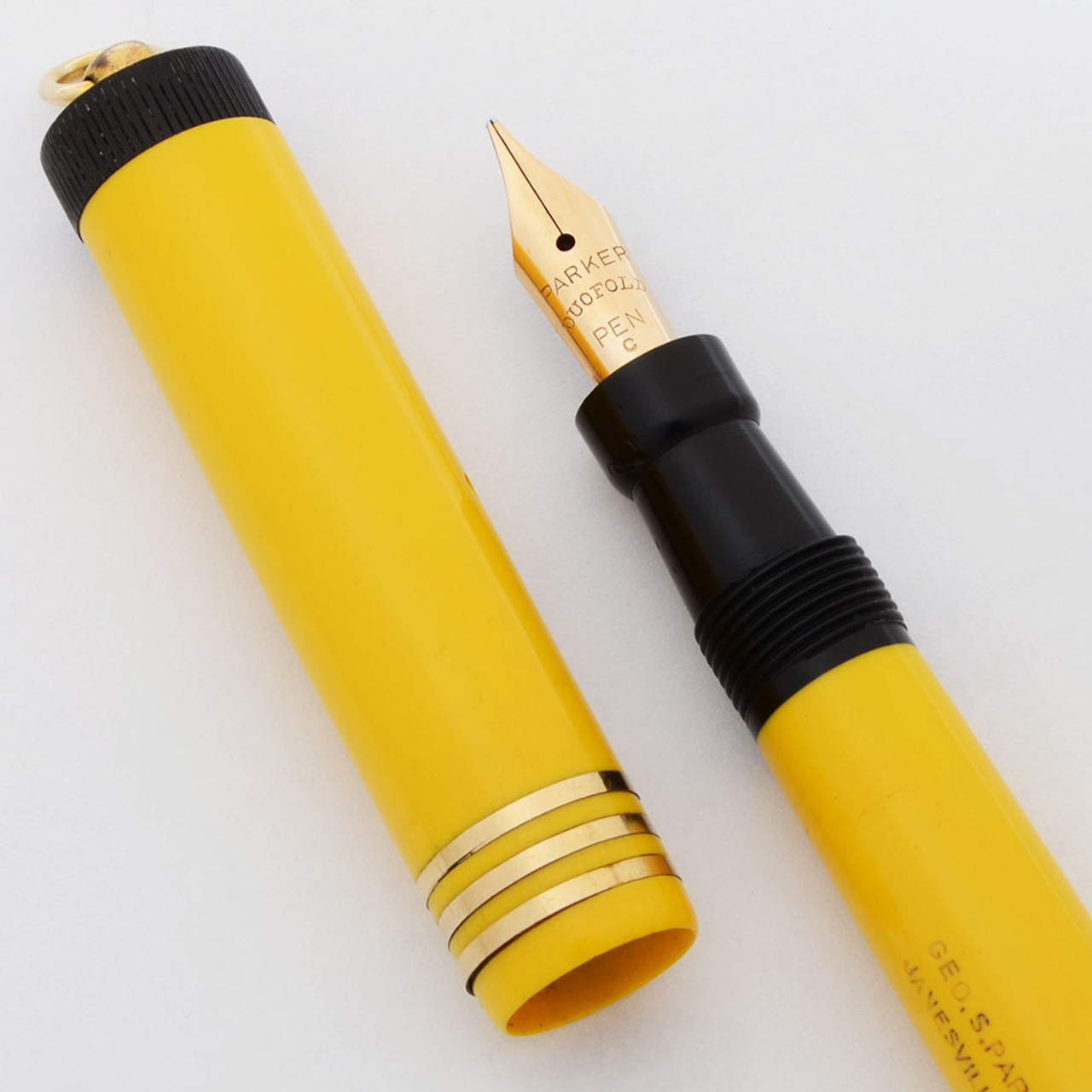70's〜 USA製Duofold 2layer 701 46/T Parker Lady Duofold Ringtop Fountain Pen (1920s) - Mandarin