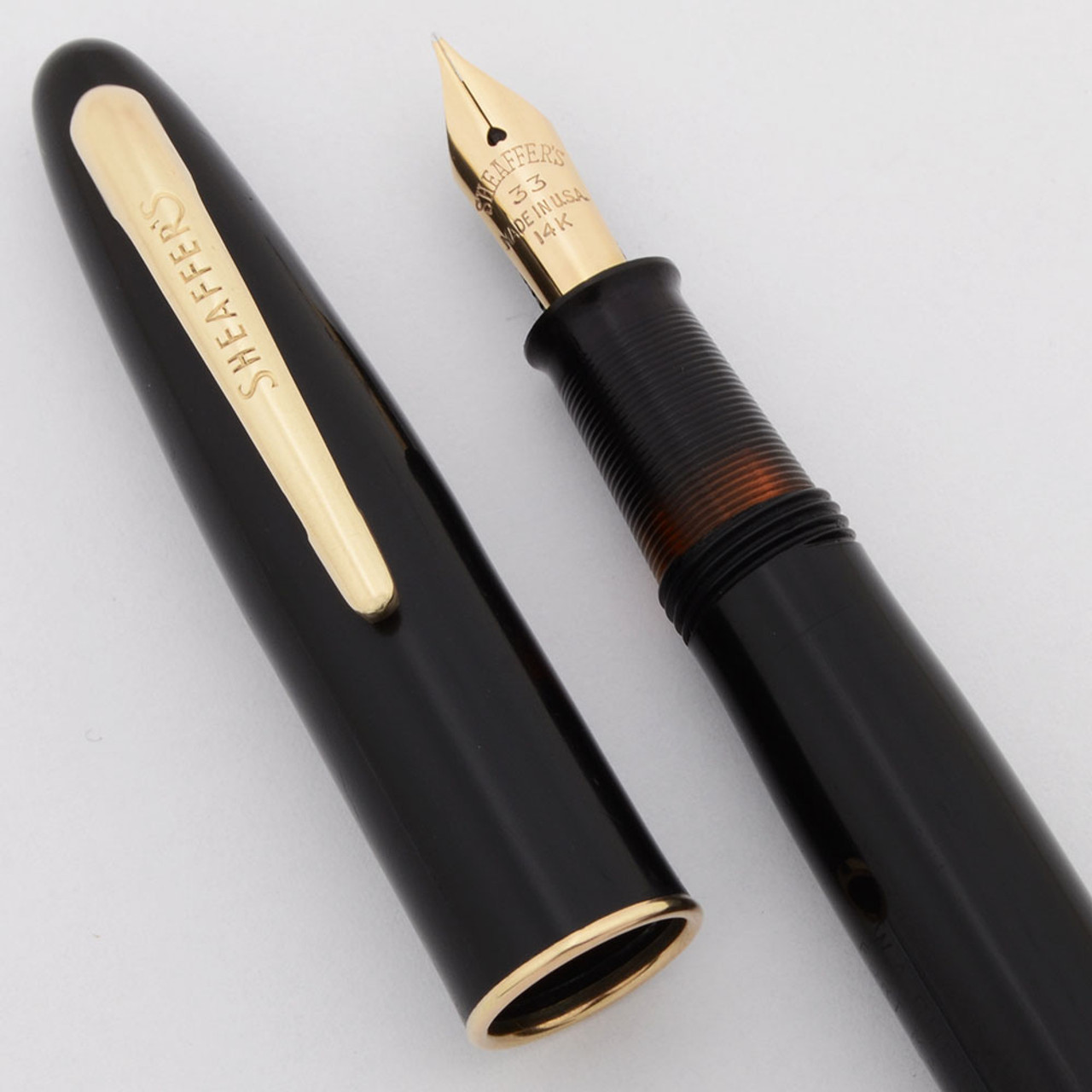 Sheaffer Craftsman Fountain Pen (1950s)  - Black, Touchdown, Fine 14k #33 Nib (Excellent, Restored)