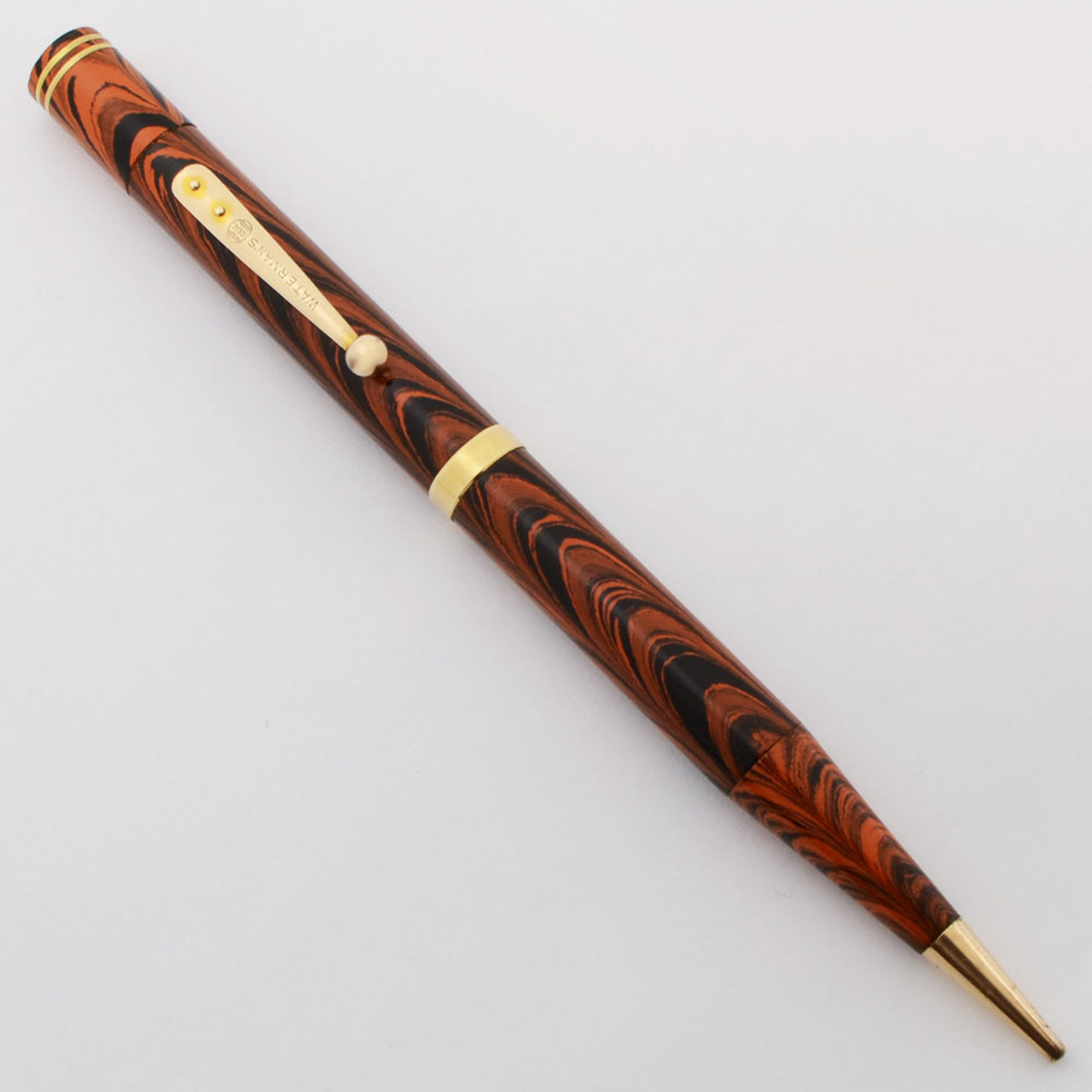 Waterman Red Ripple Mechanical Pencil (1920s) - Full Size 5-11/16" (Excellent +, Works Well)