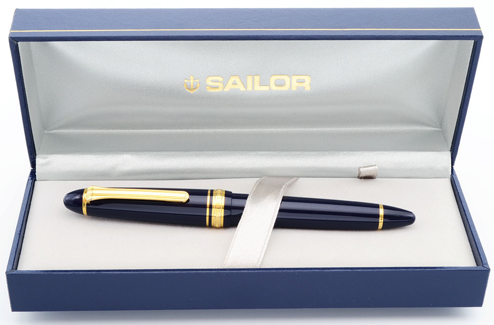 Sailor 1911S Fountain Pen - Standard Size, Dark Blue Gold Trim