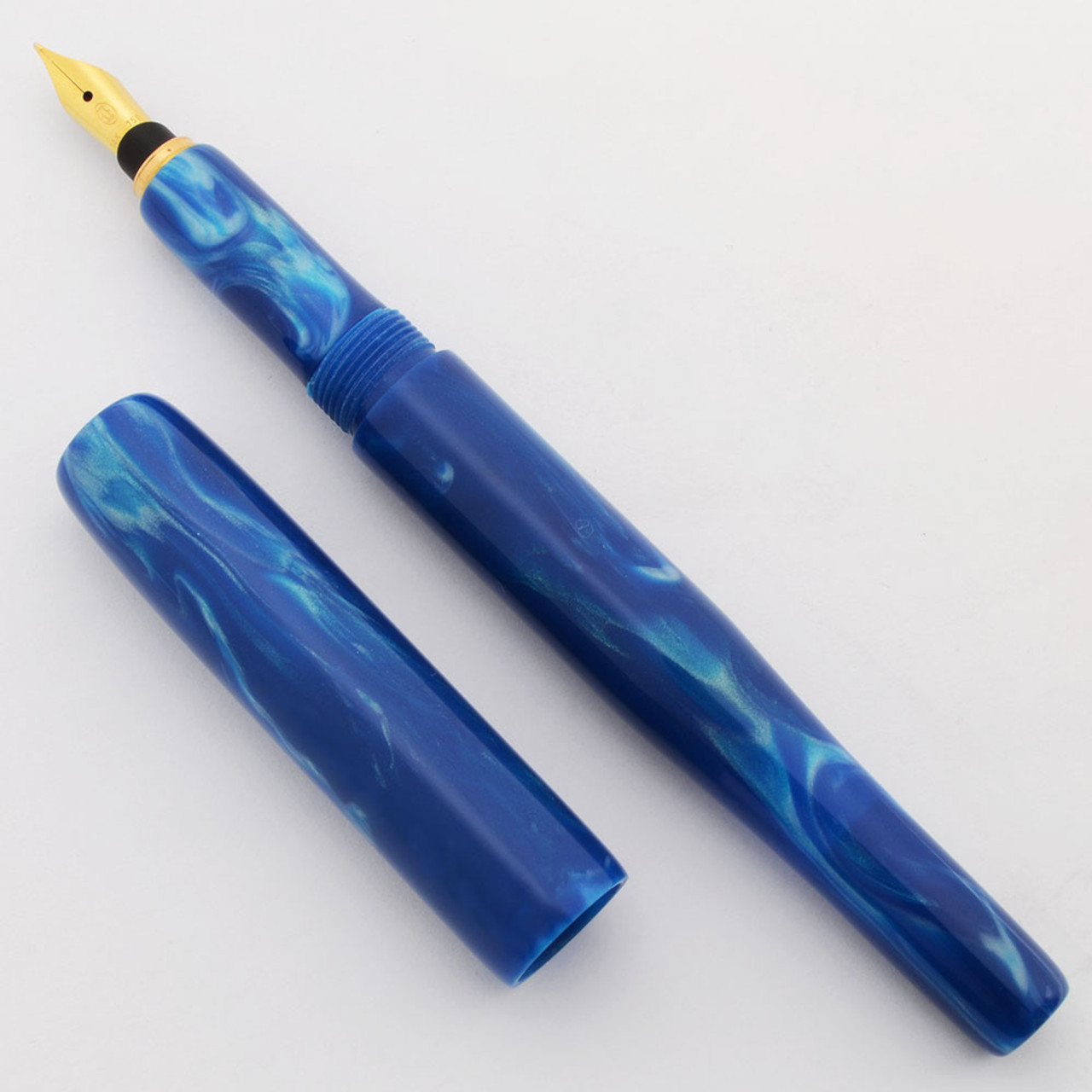 PSPW Prototype Fountain Pen for Cartier 18k Nibs - "Ghostly Blue", Slender, Cartridge/Converter (New)