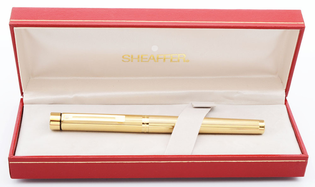 Sheaffer Targa 1005 Fountain Pen - Gold Fluted, Extra-Fine 14k Nib (Mint in Box, Works Well)