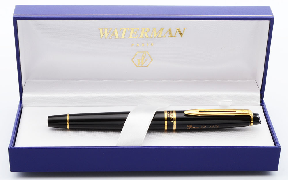 Waterman Expert II Fountain Pen - Black Lacquer, GT, Medium Nib