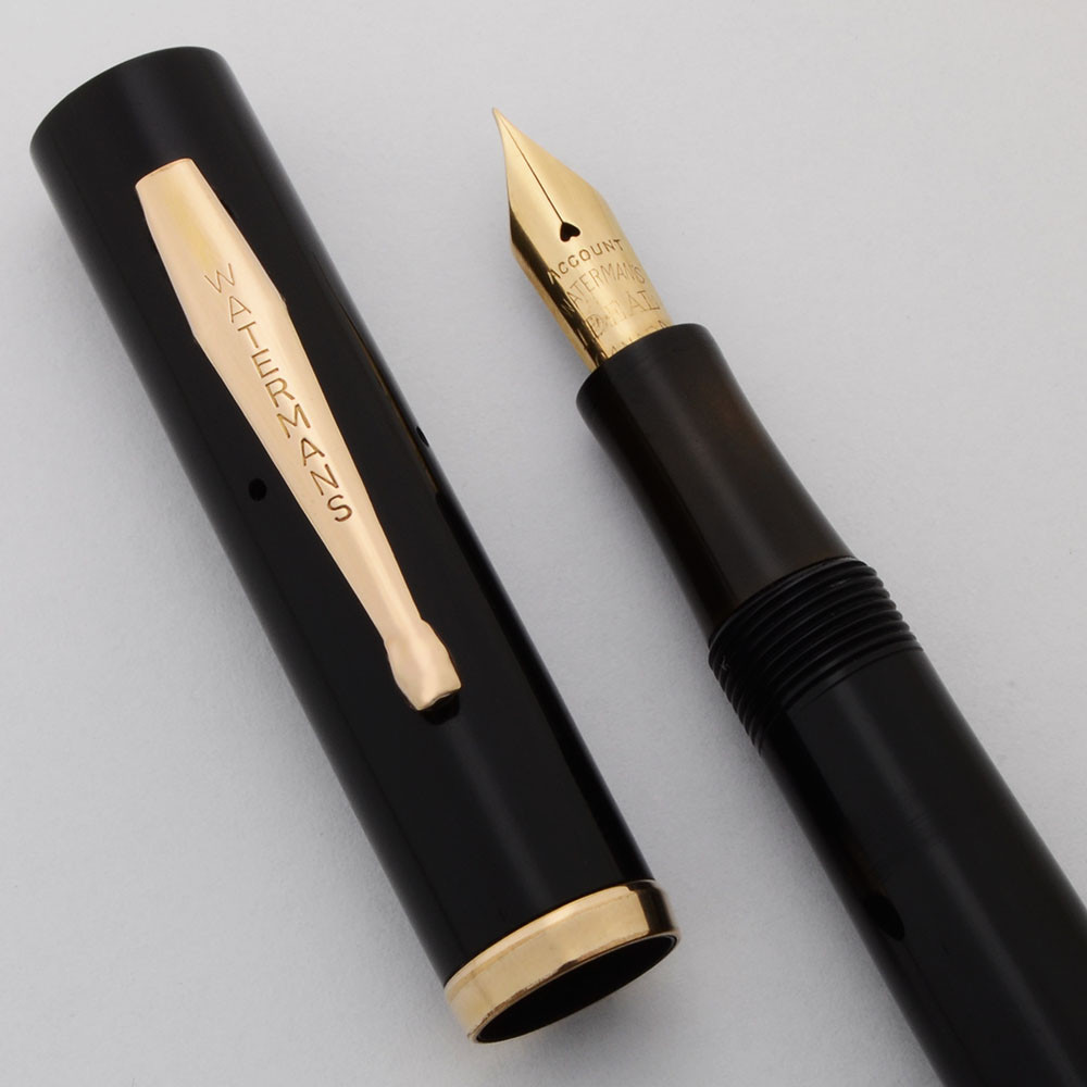 Waterman No.52 万年筆 Waterman 52 Fountain Pen (Canada) - Black Celluloid, Extra Fine