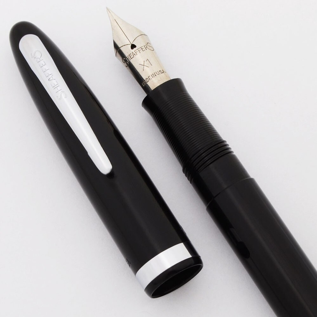 Sheaffer Cadet Tip Dip Touchdown Fountain Pen (1950s/60s) -  Black, Medium Steel Nib (New Old Stock, New O-Ring)