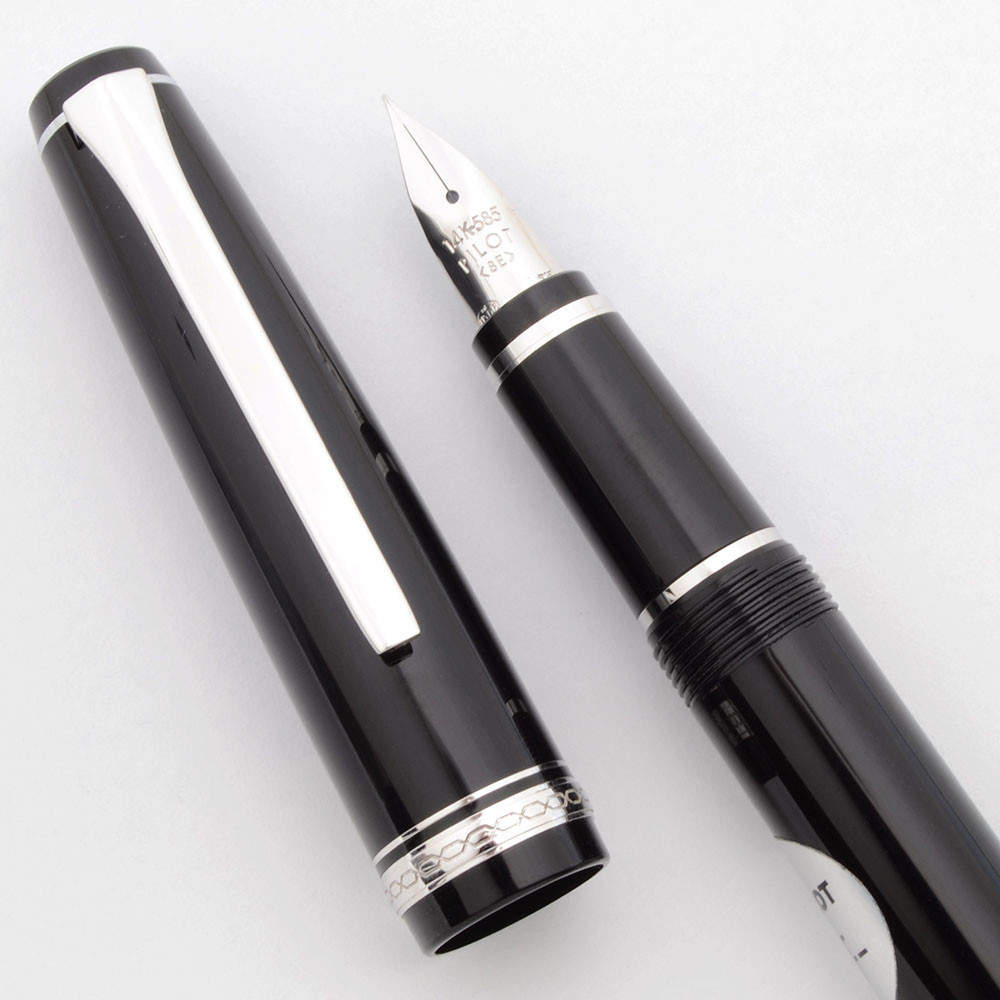 Pilot Falcon Resin Fountain Pen - Black, Rhodium Trim, 14k SEF Soft Extra-Fine (Excellent, Works Well)