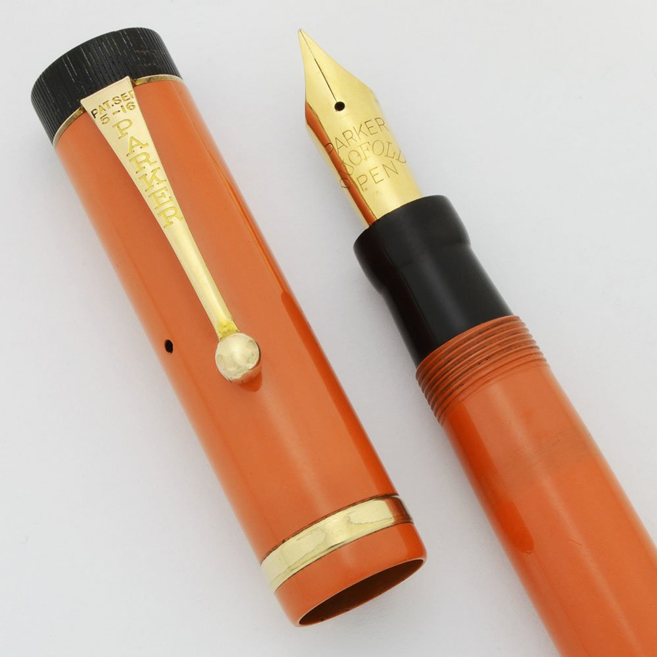 Parker Duofold Senior Fountain Pen - Medium Imprint, Red Hard Rubber, Fine (Excellent, Restored)