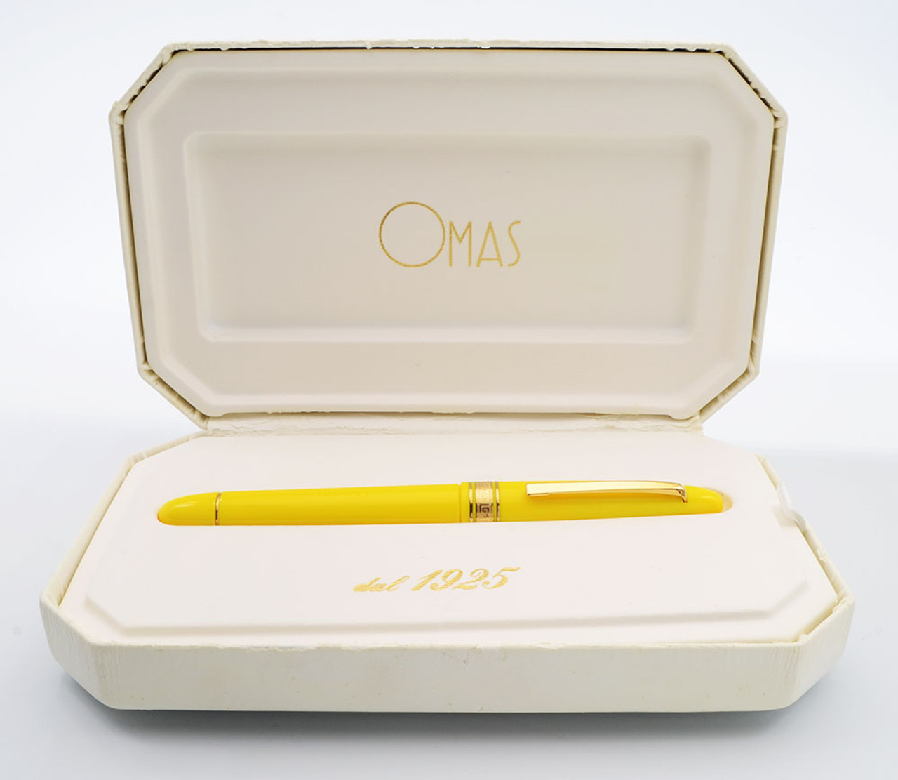 Omas Extra Ogiva Fountain Pen - Mid-Size, Yellow w GT, Piston Fill, 18k Medium Nib (Near Mint in Box, Works Well)