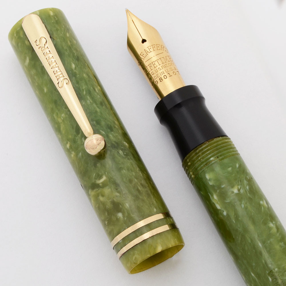 Sheaffer Lifetime Flat Top Oversized (1920s) - Jade Green, Fine