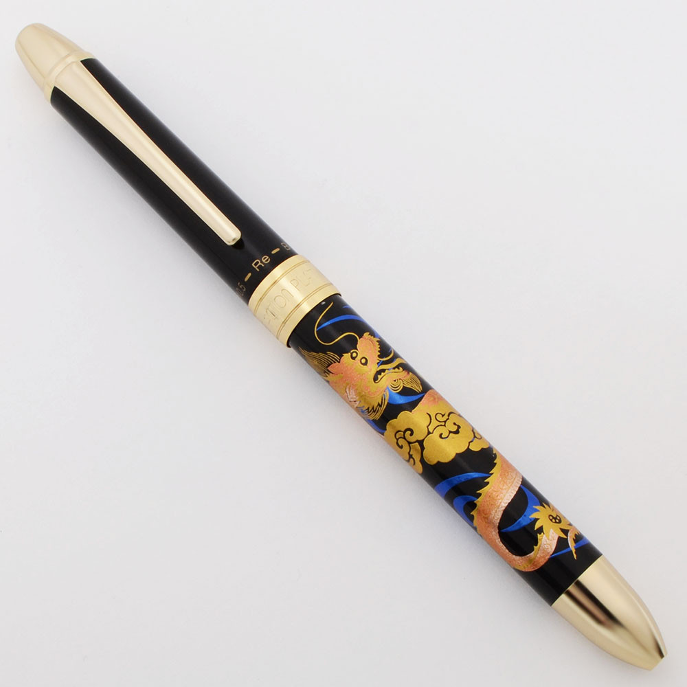 Platinum Double Action R3 Pen - Black w/Strong Dragon Design,  Red/Black BP, 0.5mm Leads (Near Mint, Works Well)