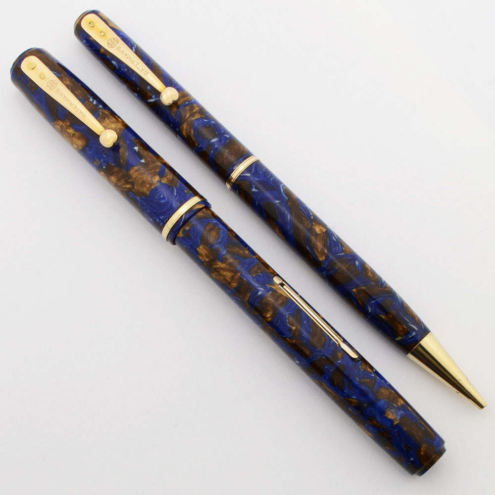 Waterman 92 Fountain Pen Set (1930s) - Turquoise (Blue & Gold