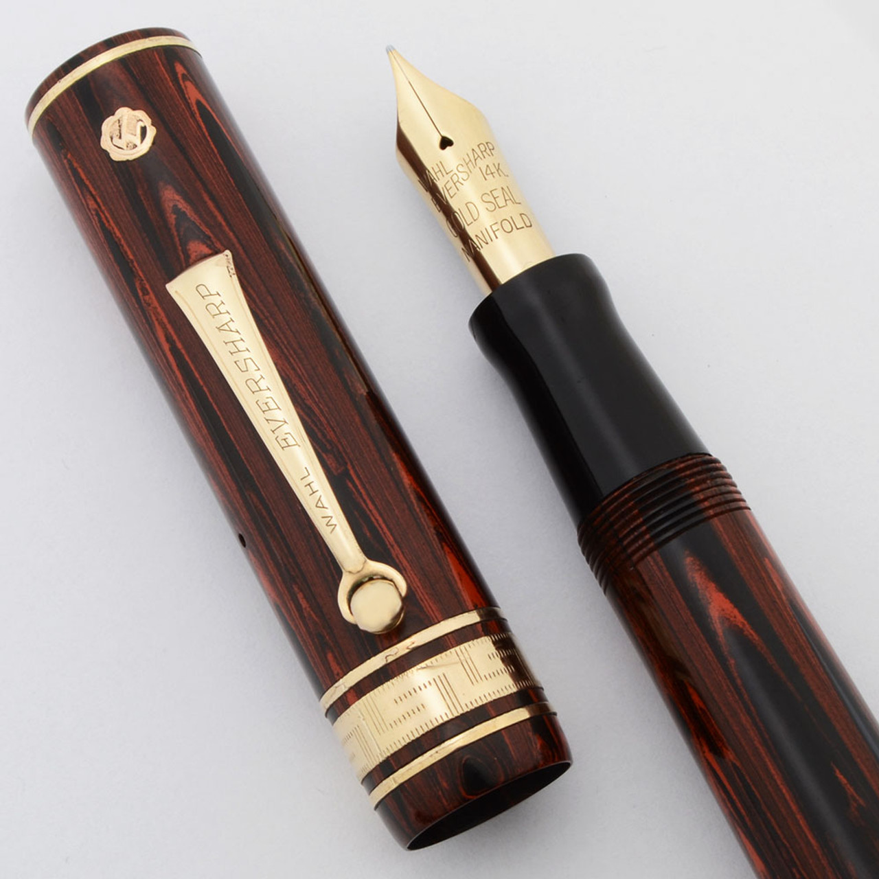 Eversharp Decoband Oversize Fountain Pen (1930s) -  Rosewood,  Lever Filler,  14k Manifold Nib (Excellent +, Restored)