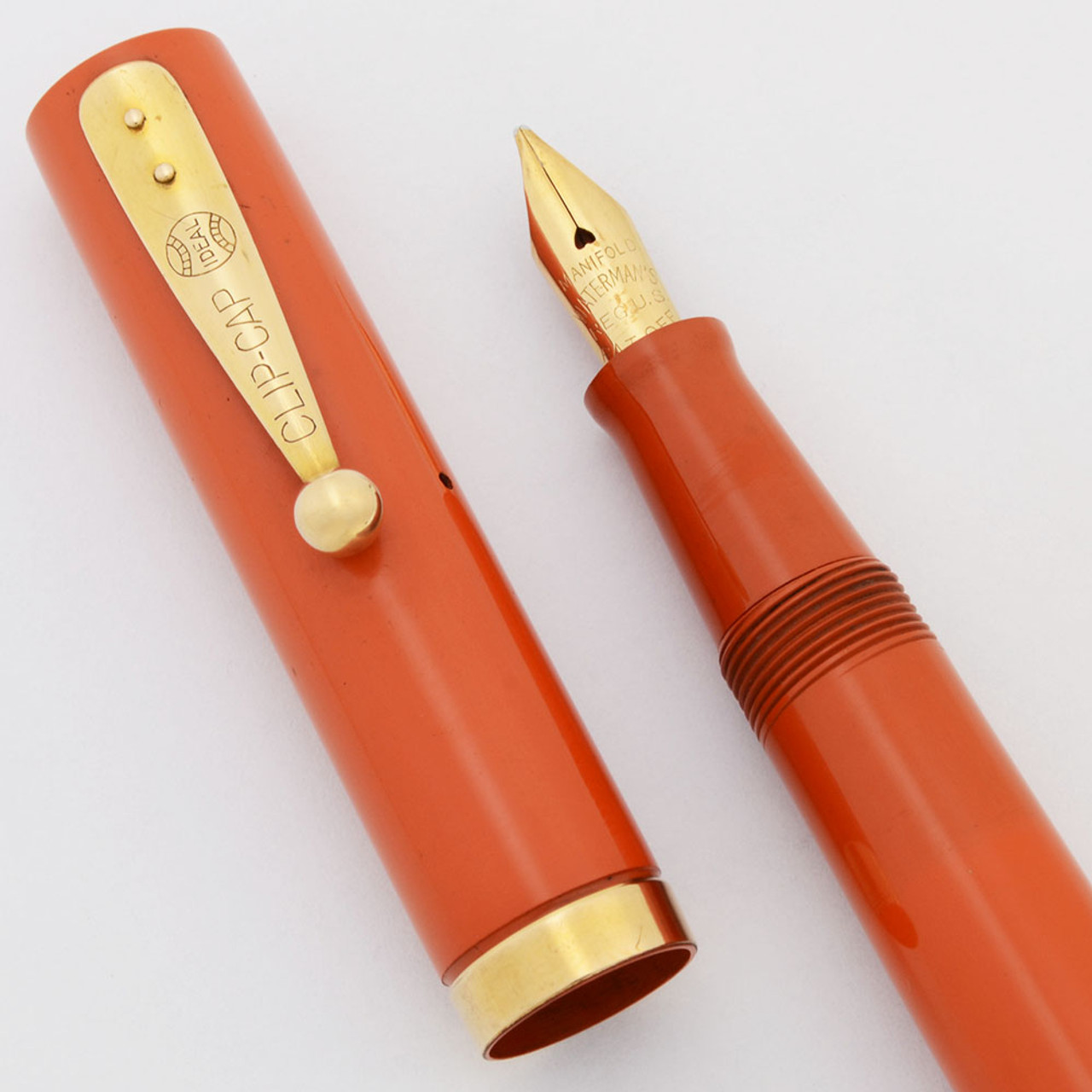 Waterman 52X Fountain Pen (Rare, 1920s)  - Cardinal Red Hard Rubber, Medium Manifold Nib (Excellent + Restored)