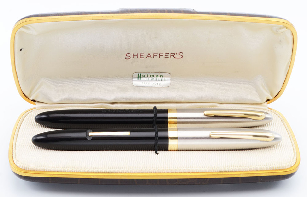 Sheaffer Sentinel Deluxe 1000 Fountain + Ballpoint Pen Set - Black, Fat Version, Lever Fill, Medium 14k Triumph Nib (Excellent + in Box, Restored)