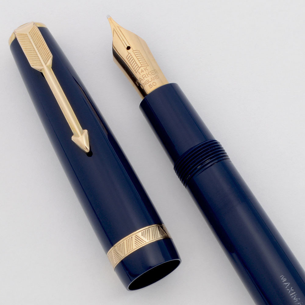 Parker Duofold UK Maxima Oversize (1950s) - Blue w/Gold Trim