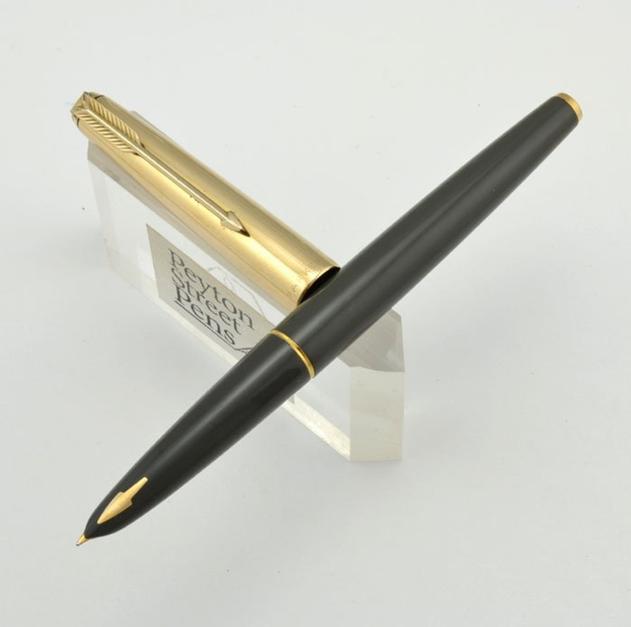 Parker 61 Fountain Pen - Mk II, Grey w Gold Filled Cap, Medium (Near Mint)