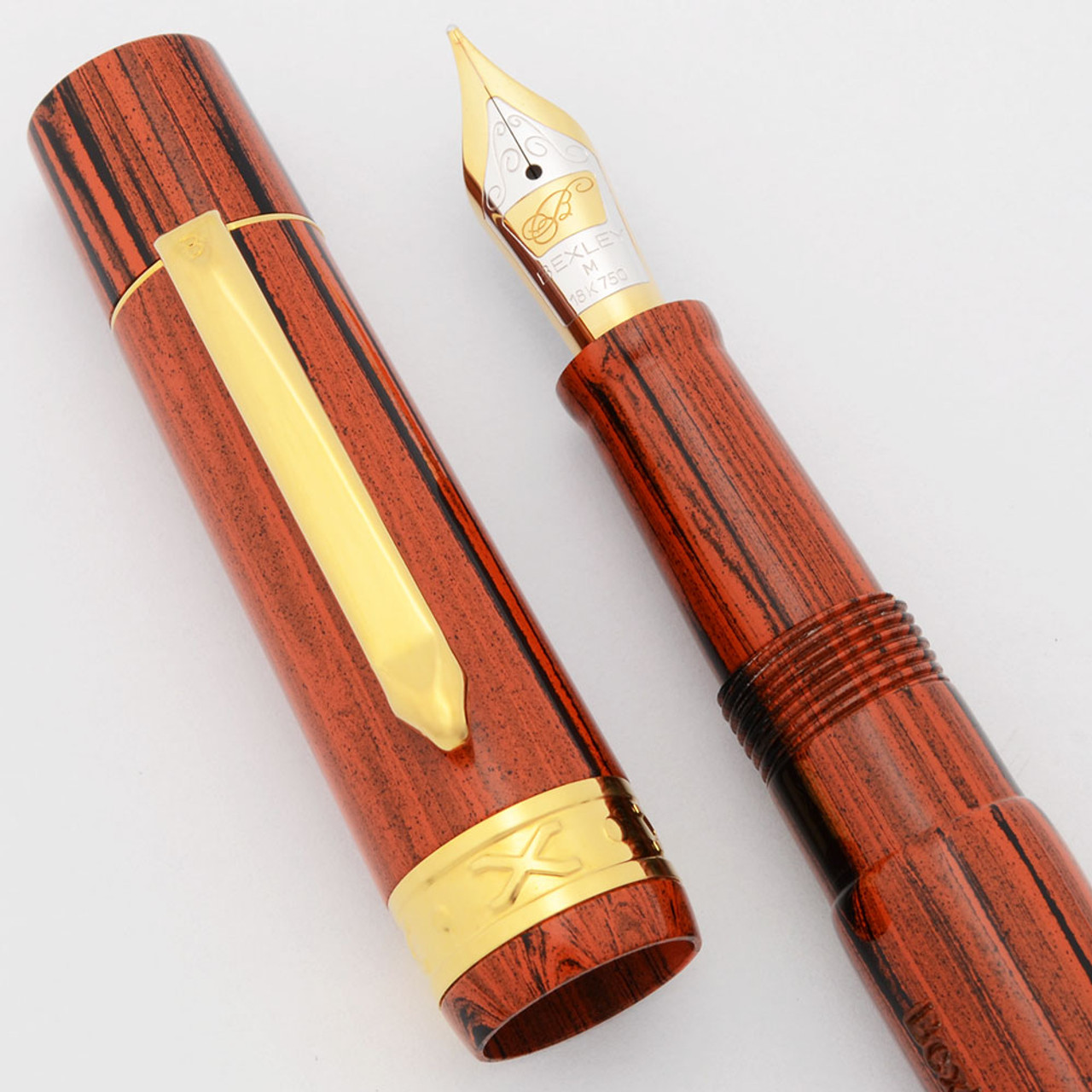 Bexley 10th Anniversary Fountain Pen (2003) - Orange Ebonite, Medium 18k Nib (Near Mint, Works Well)