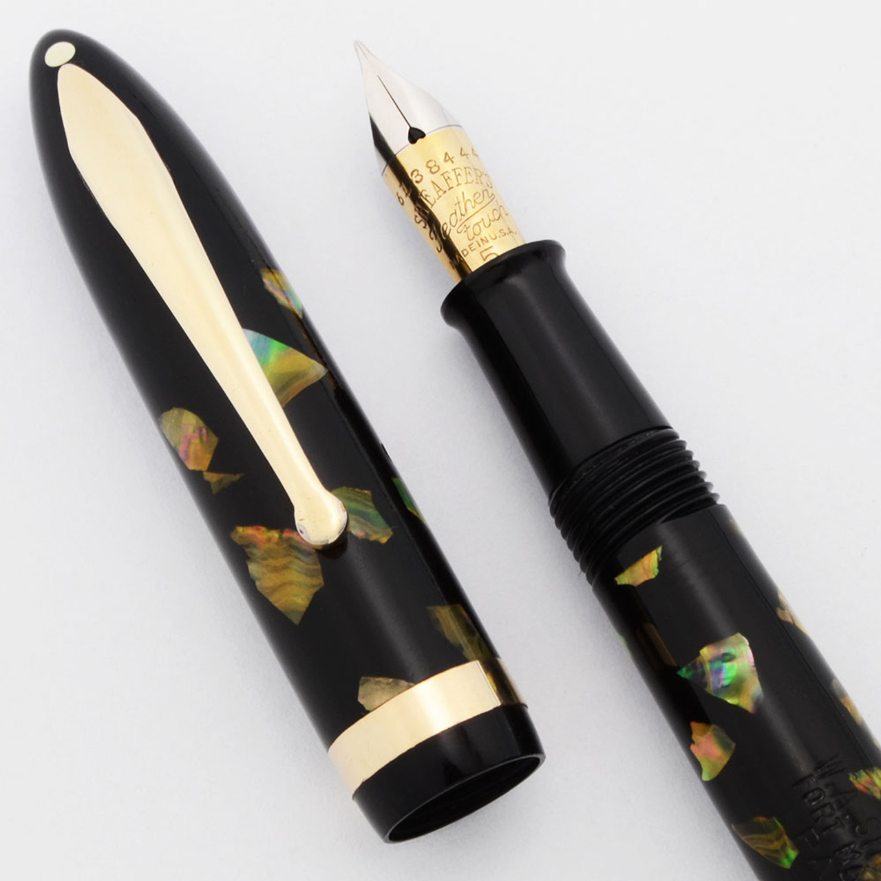 Sheaffer Balance Fountain Pen (1930s)  - Junior, Ebonized Pearl, Lever Fill, Medium-Fine Semi-Flex Feathertouch #5 Nib (Excellent, Restored)