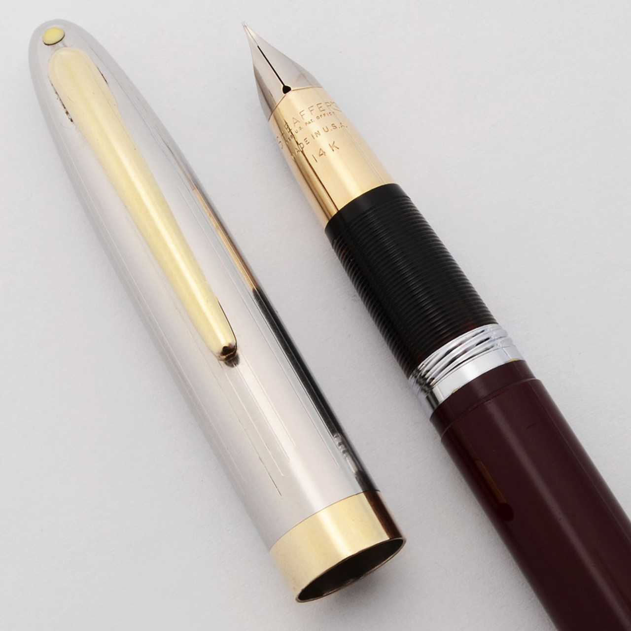 Sheaffer Sentinel TM Fountain Pen (1950s) - Burgundy, Touchdown,  Extra Fine 14k Triumph Nib (Excellent, Restored)