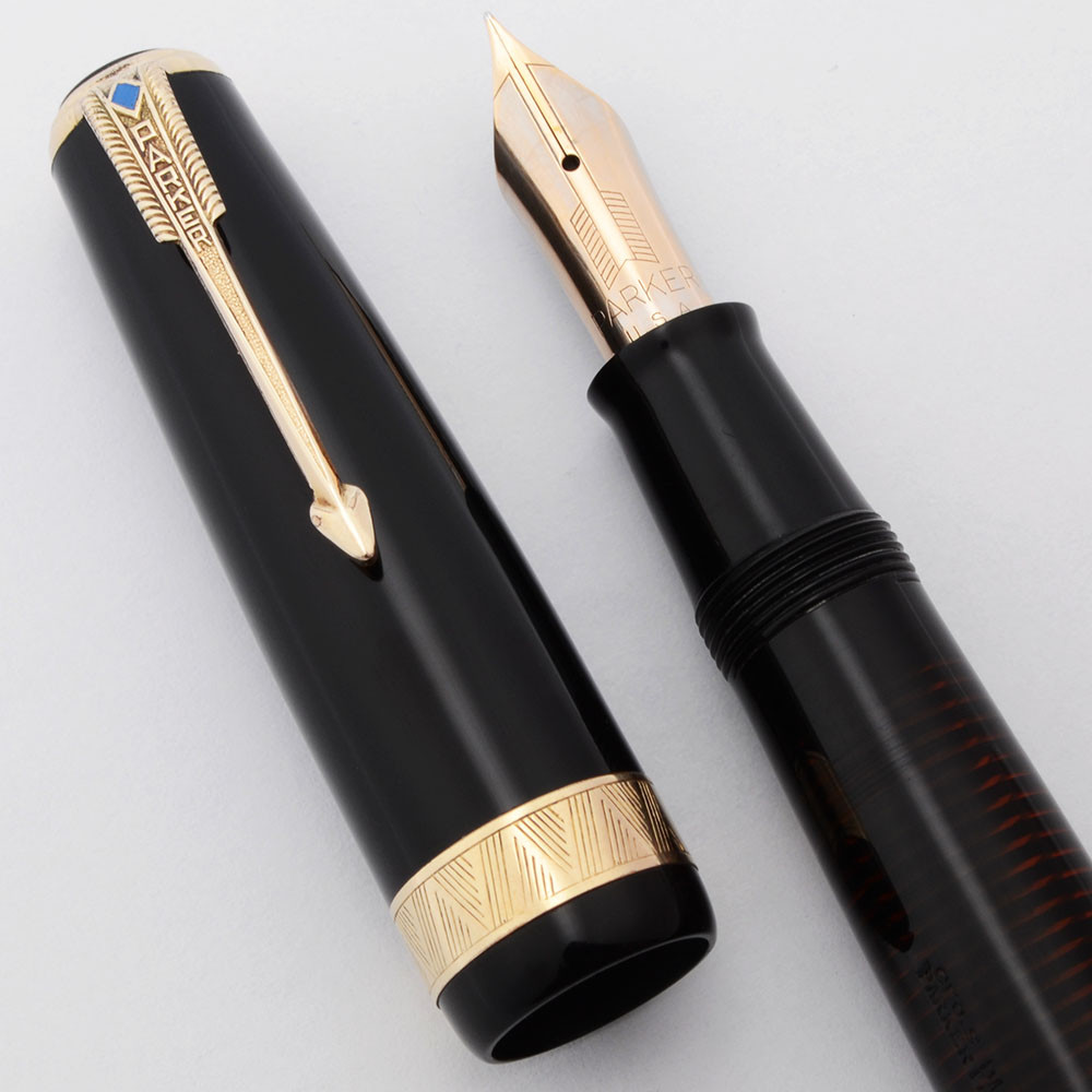 Parker Vacumatic Maxima Fountain Pen (1940) - Black, Speedline