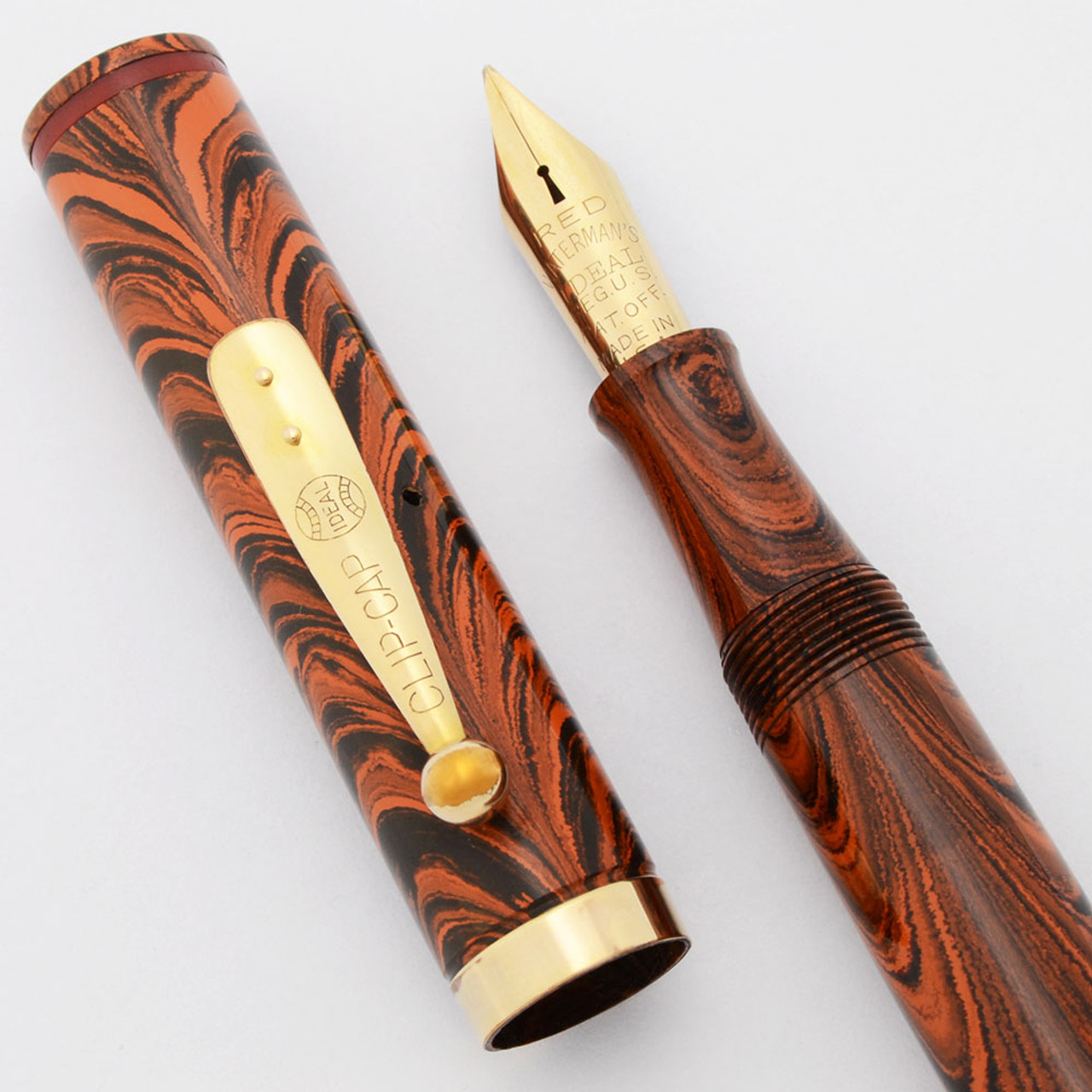 Waterman ウォーターマン万年筆 No.7 レッドバンド ペン先Red金 Waterman 7 Colorband Red Ripple Fountain Pen - Red Band