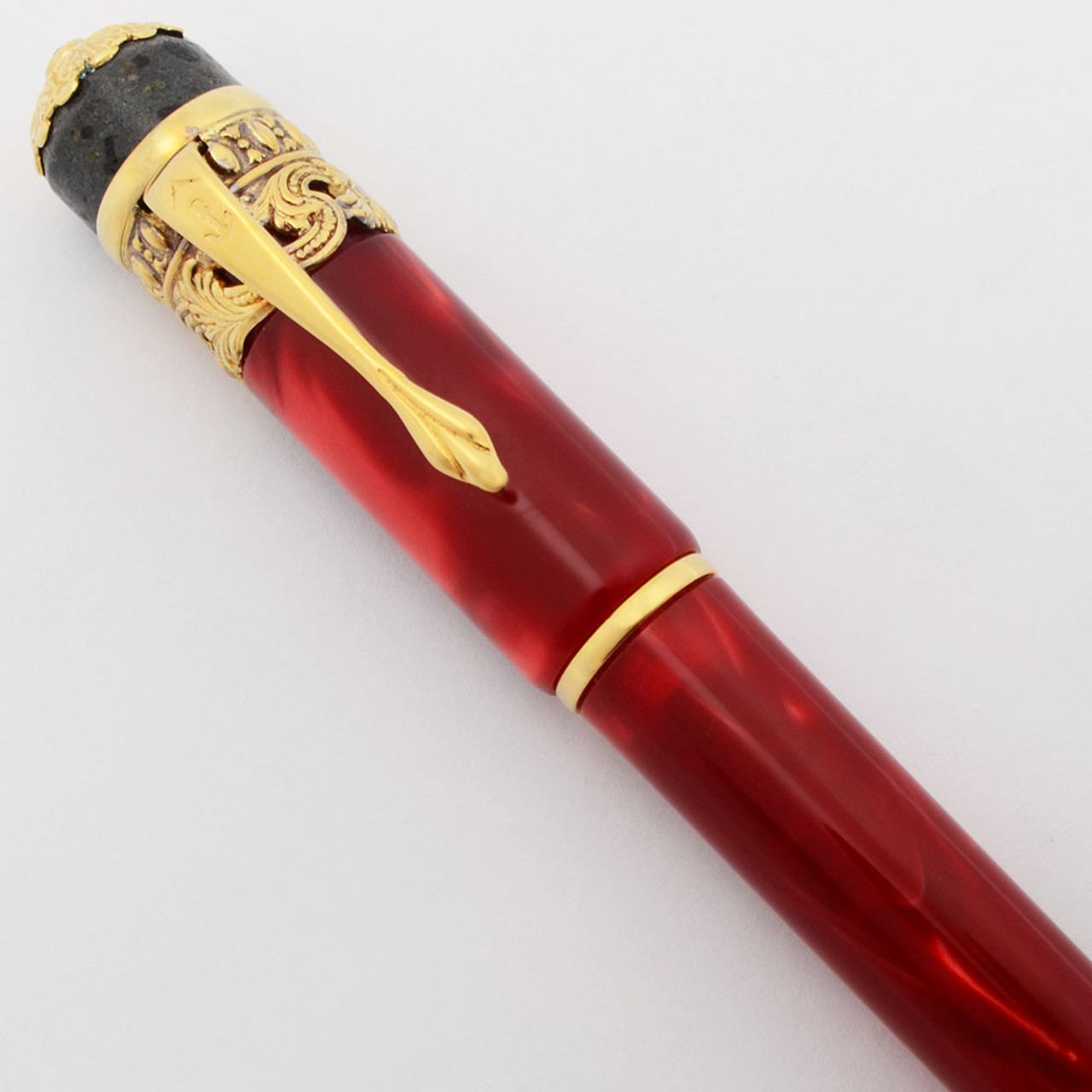 Ancora Vesuvio LE Rollerball/Ballpoint Pen (2002) - Red Resin Vermeil Trim (Excellent, Works Well)