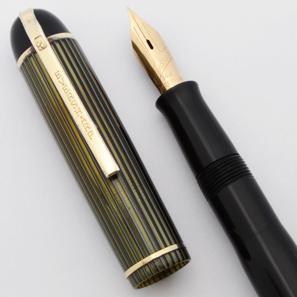 Eversharp Skyline Fountain Pen (1940s) - Black, Green Striped Cap