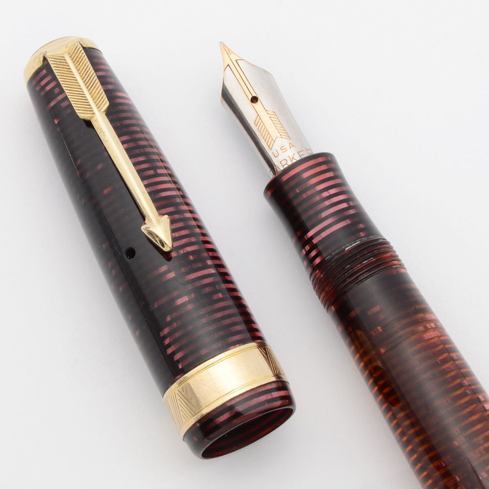 Parker Vacumatic Maxima Fountain Pen (1937) - Burgundy Pearl