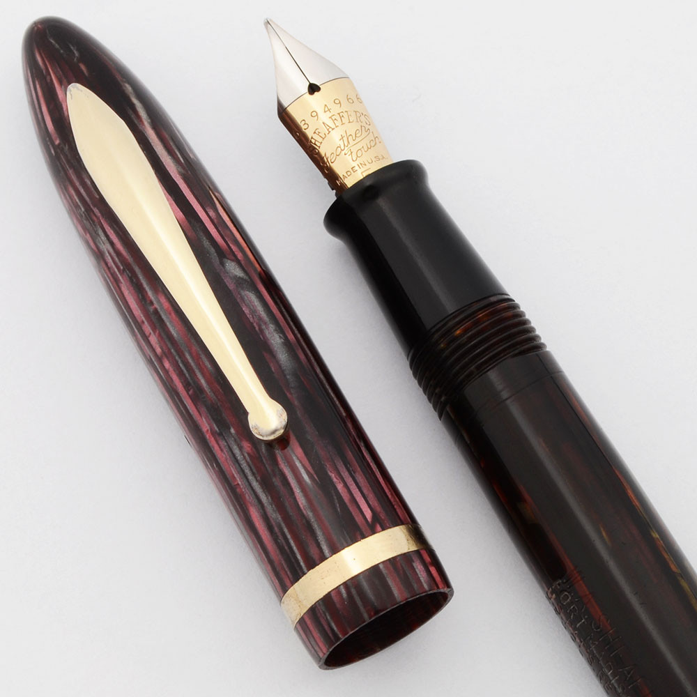 Sheaffer Full Size Fountain Pen (1936-8)  -  Rose Glow, Vac-Fill, Medium Feather Touch #5 Nib (Excellent, Restored)