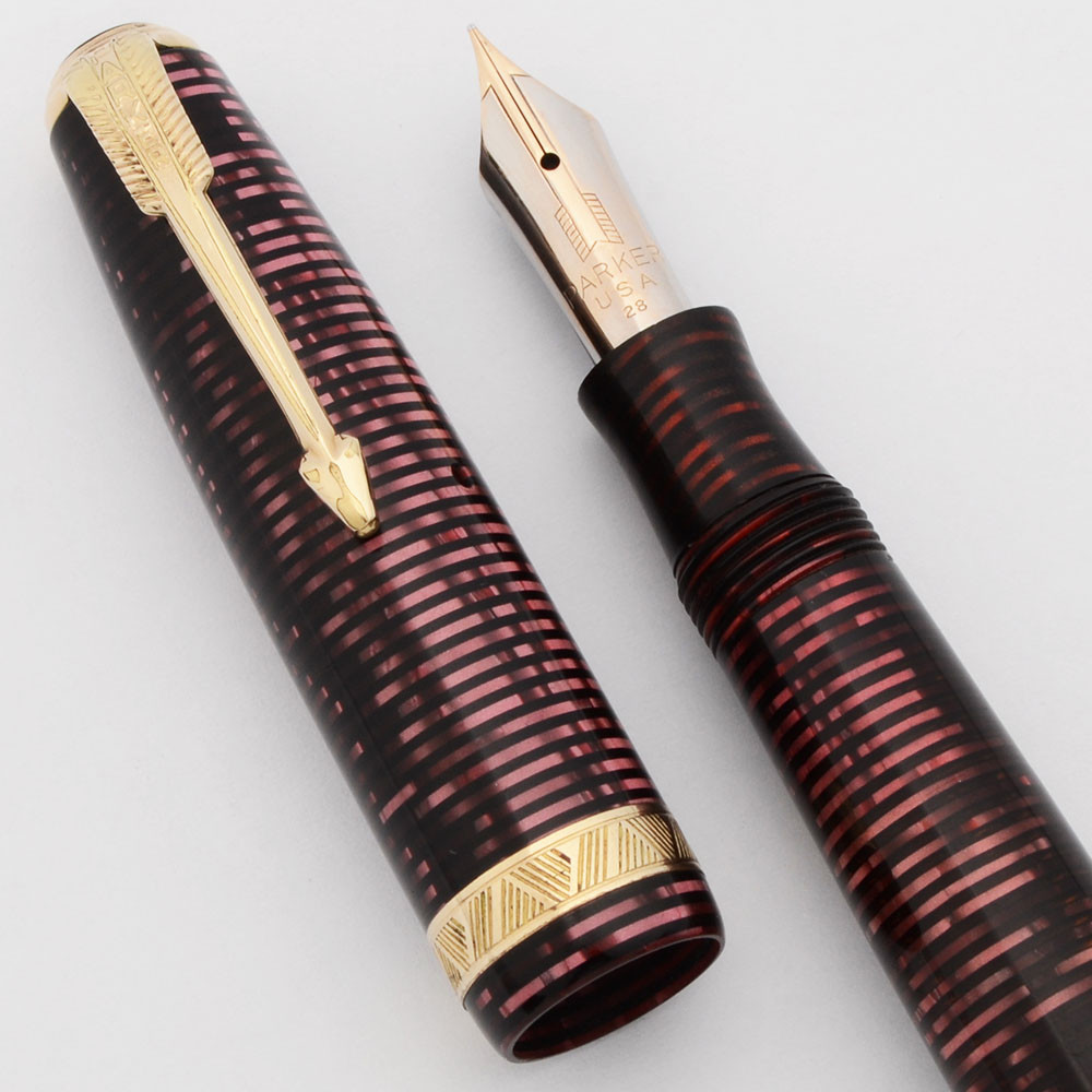 Parker Vacumatic Standard Fountain Pen (1938) - Burgundy, Double