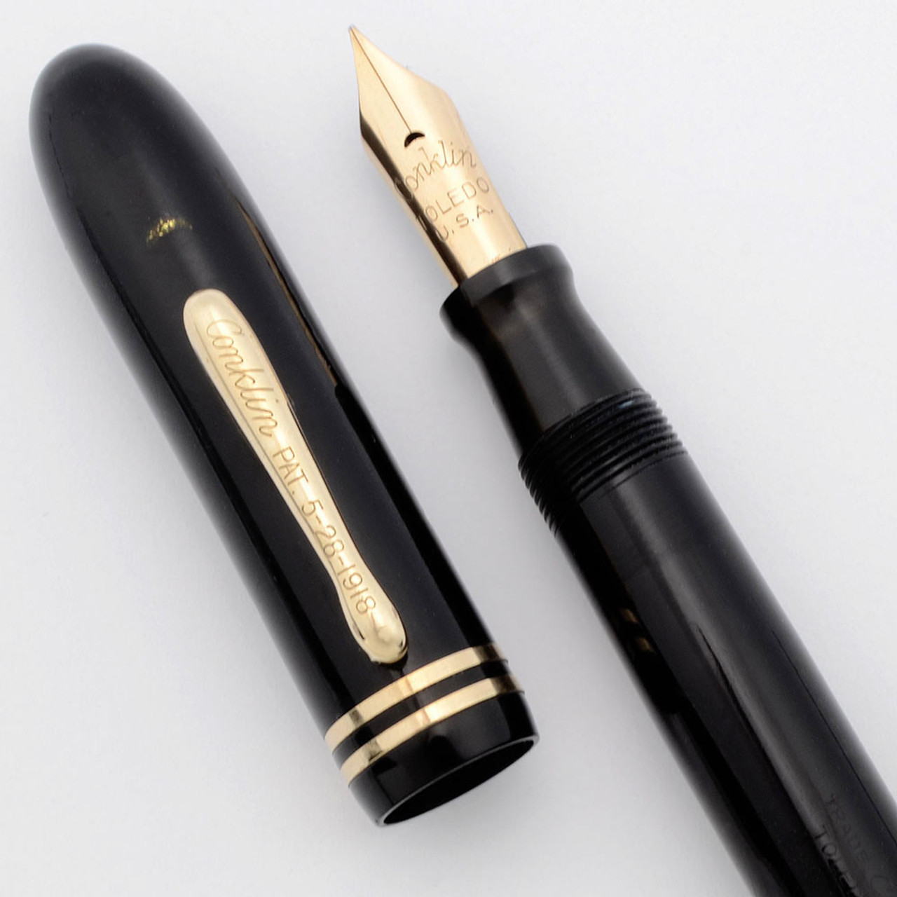 Conklin Endura Symetrik Fountain Pen - Black,  Lever Fill,  Fine Flexible Nib (Excellent +, Restored)