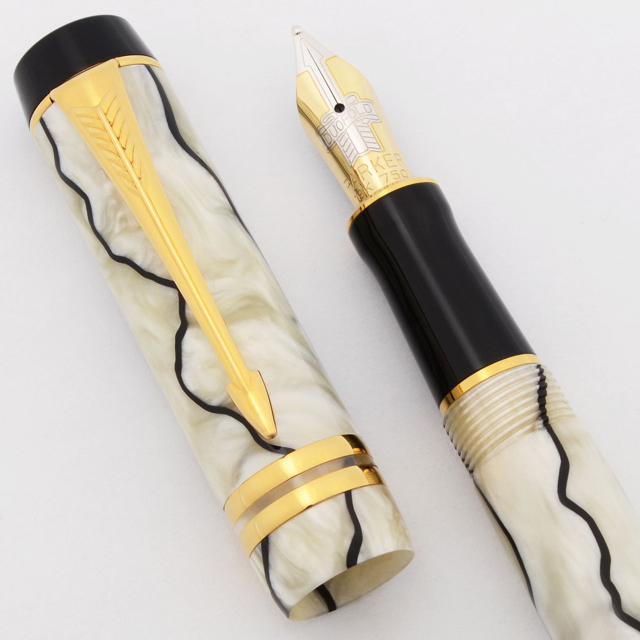 Parker Duofold International Fountain Pen - Mk II, Pearl and Black 