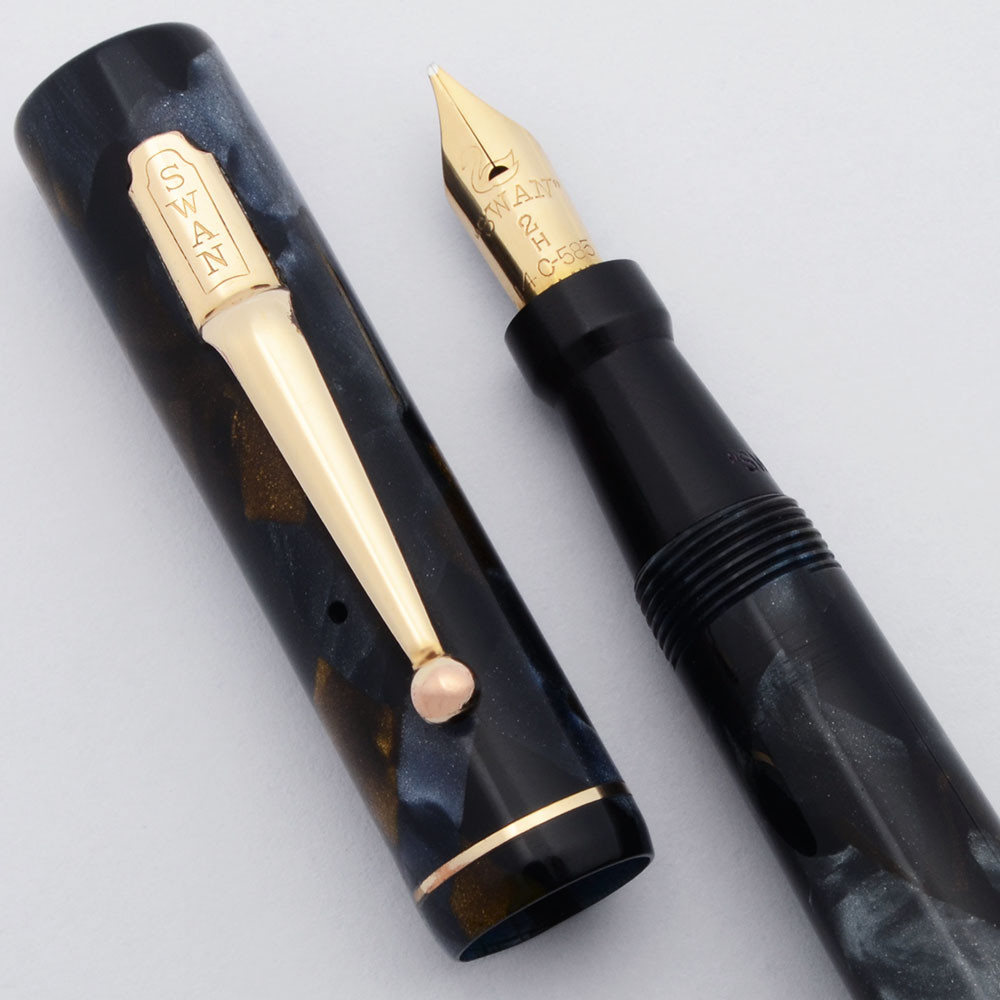 Mabie Todd Swan SM2/57 (1930s) - Blue-Grey and Bronze Marble