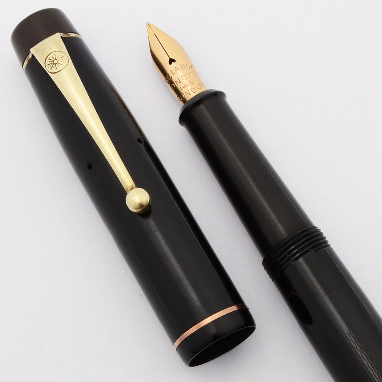 Onoto "The Pen" Slim Fountain Pen (1940s) - BCHR w/GT, Piston Filler, 14k Medium #3ST Nib (Very Nice, Works Well)