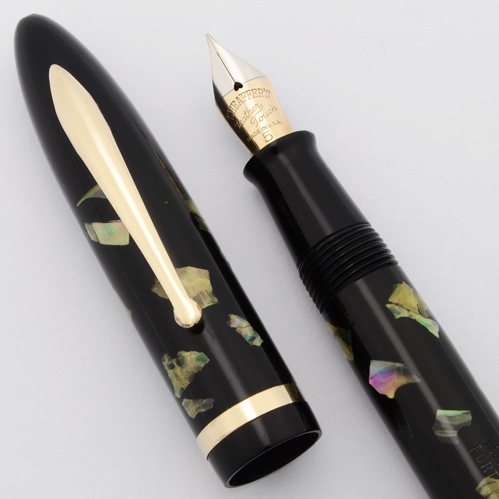 Sheaffer Balance Feather Touch 5 - Full Size, Ebonized Pearl, Lever Filler, Semi-Flex EF Feathertouch Nib (Excellent +, Restored)