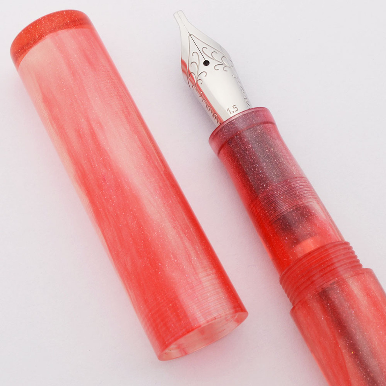 Woodshed Pen Co. "Shimmer" - Reddish Pink, C/C, 1.5 Nib (Near Mint, Works Well)