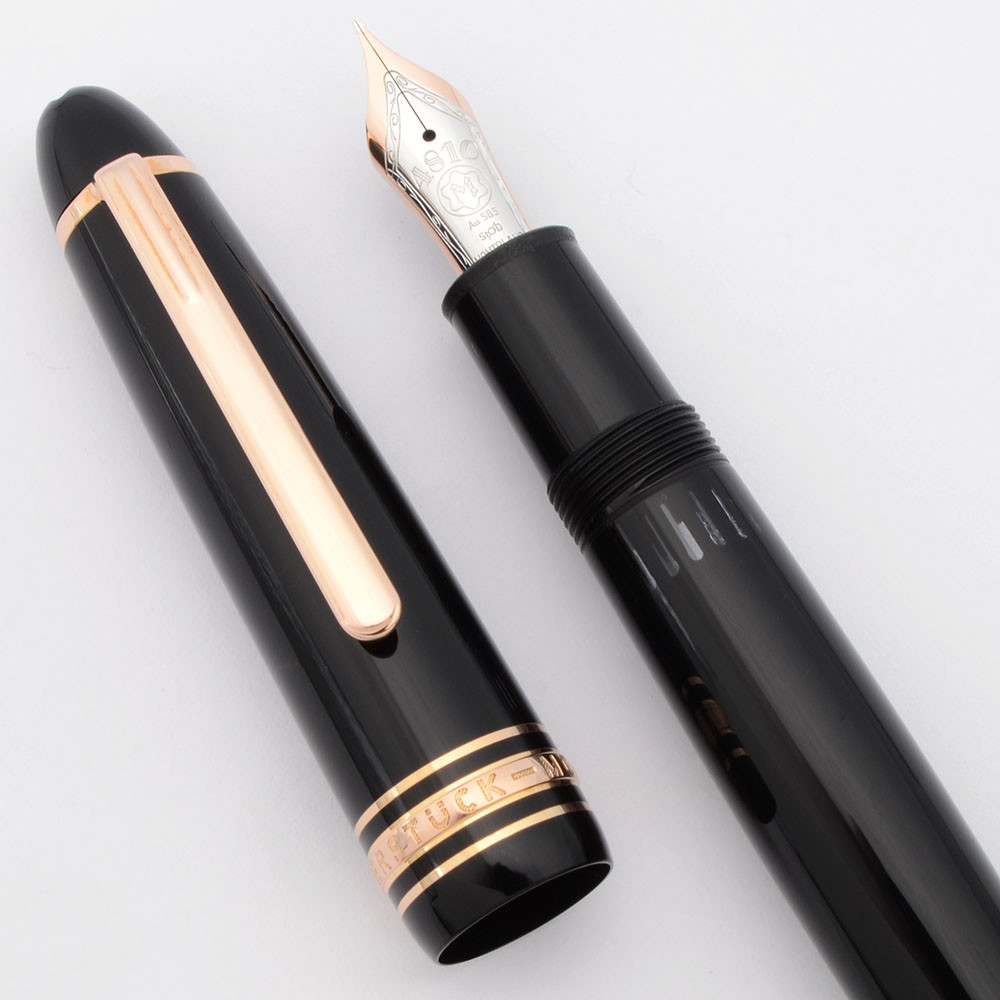 Montblanc Meisterstuck 146 Fountain Pen - Black w Rose Gold Trim